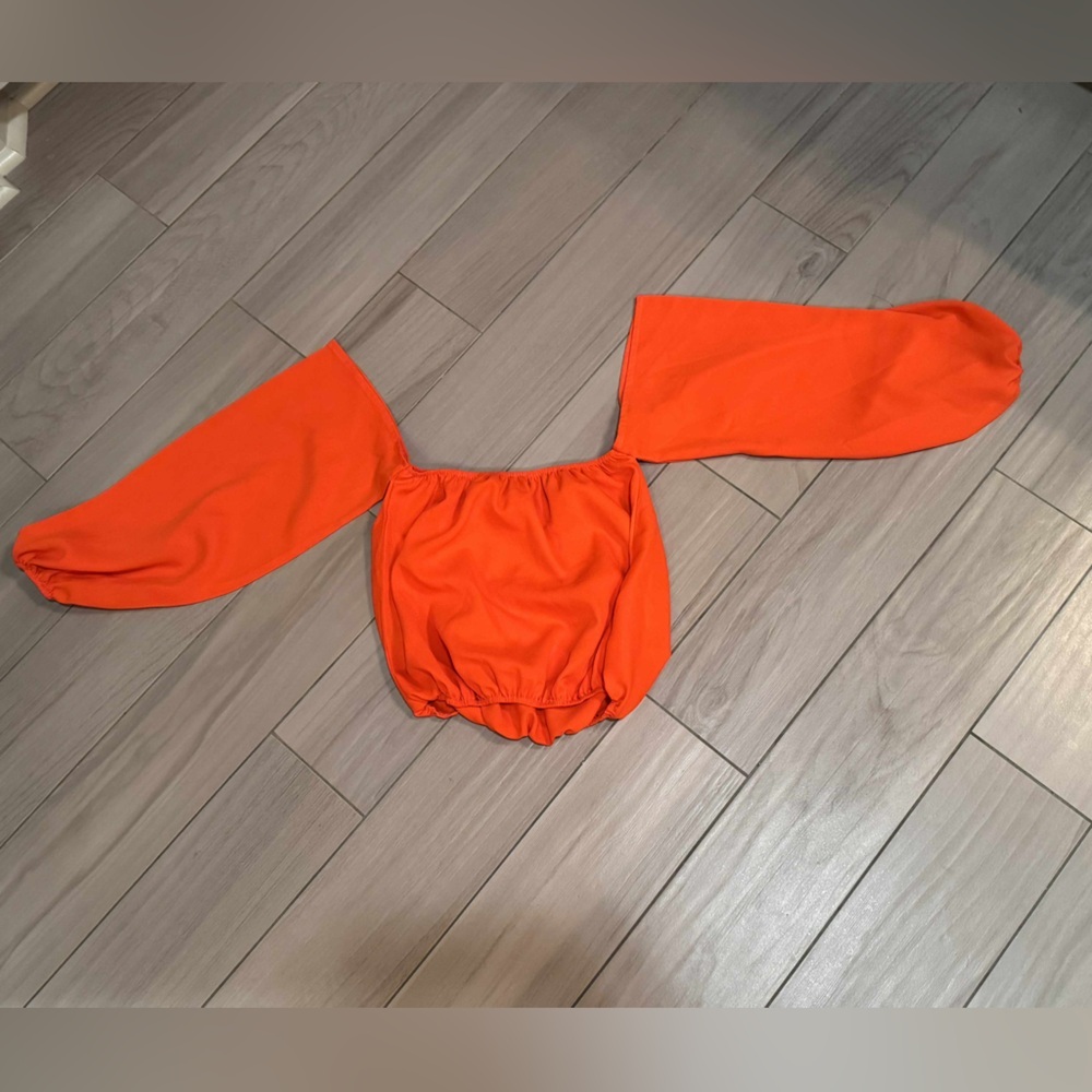 Vibrant Orange Off-Shoulder crop Top SMALL